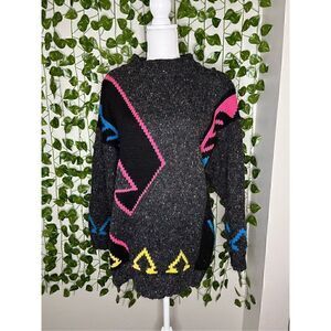 Vintage Limited Express Gray 1987 Collection Pullover Sweater Size Small